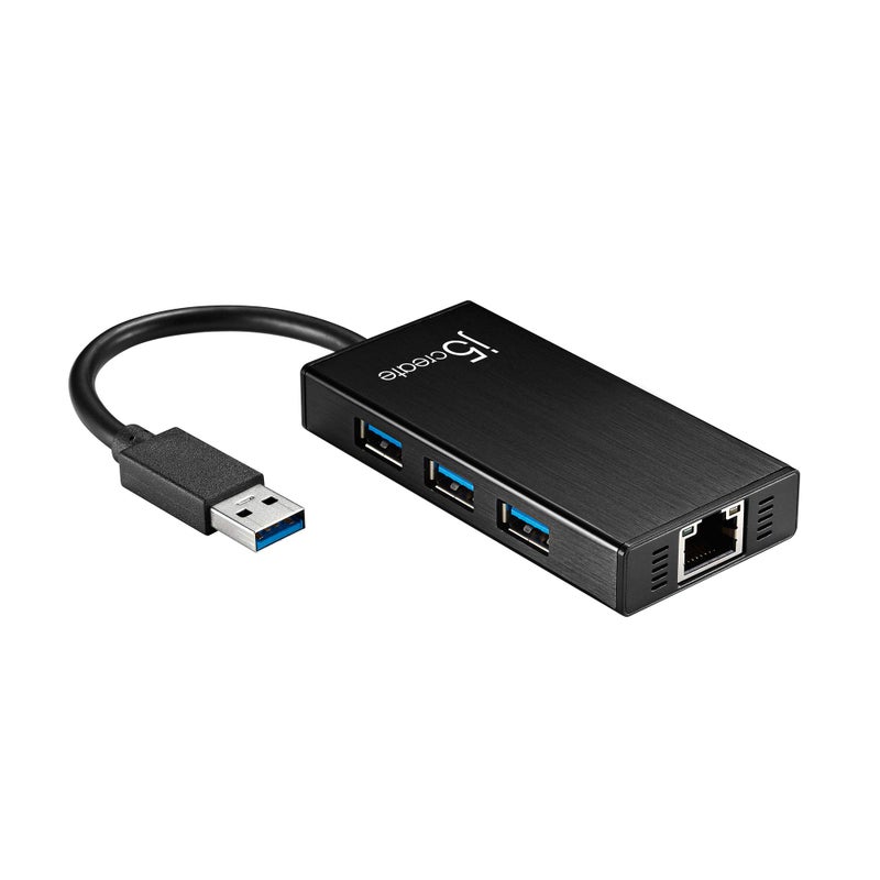 j5create USB 3.0 Multi-Adapter Hub- 3X USB 3.0 SuperSpeed Ports, Gigabit RJ45 Ethernet, Compatible with Windows and MacOS - Image 1